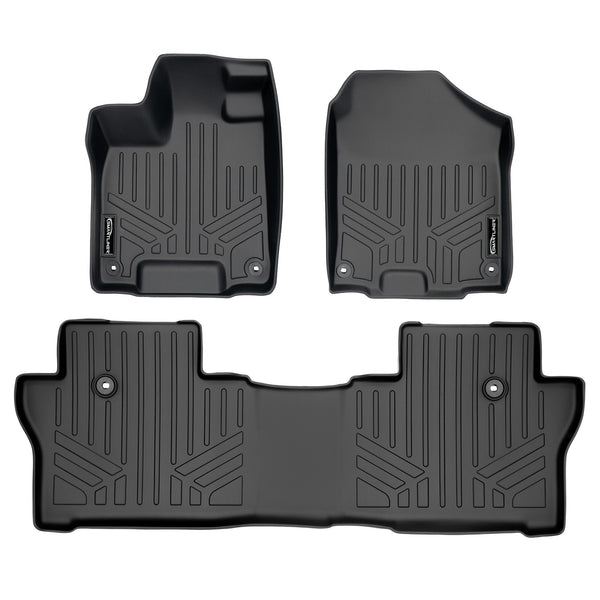 SMARTLINER Custom Fit Floor Mats 2 Row Liner Set Black Compatible With 2019-2025 Honda Passport (SA0422/B0422)