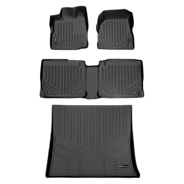 SMARTLINER Custom Fit Floor Mats 2 Rows and Cargo Liner Set Black Compatible With 2010-2011 Equinox / Terrain (SA0070/B0070/D0070)