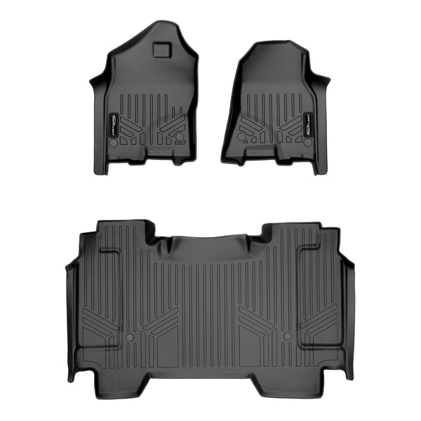 SMARTLINER Floor Mats 2 Row Liner Set Black 19-22 Ram 1500 Crew Cab Vinyl Flooring without Rear Underseat Storage Box (SA0426/B0369)