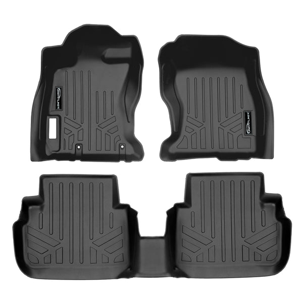 SMARTLINER Custom Fit All Weather 2 Row Black Floor Mat Liner Set Compatible With 2018-2023 Subaru Impreza/ Subaru Crosstek (SA0358/B0358)