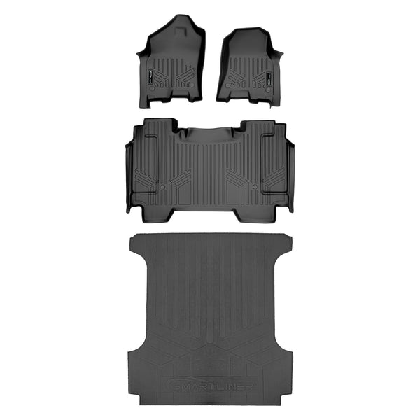 SMARTLINER 2 Row & Truck Bed Liner Compatible With 2019-2024 Dodge Ram 1500 Crew Cab with Carpeted Flooring (SA0369/B0369/J0369)