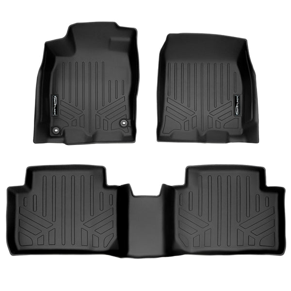 SMARTLINER Custom Fit Floor Mats 2 Row Liner Set Black Compatible With 2016-2021 Honda Civic Sedan or Hatchback (SA0224/B0224)