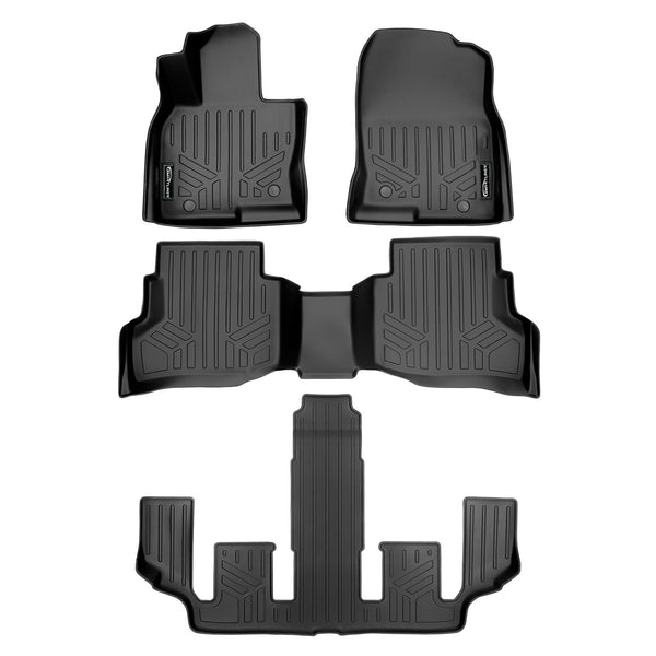 SMARTLINER Custom Fit All Weather Protection Black 3 Row Floor Liners Compatible With 2016-2023 Mazda CX-9 (SA0257/B0257/C0523)