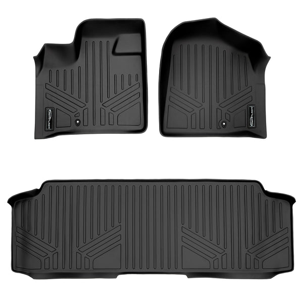 SMARTLINER Floor Mats 2 Row Liner Set Black Compatible With 2008-2020 Grand Caravan/ 2008-2016 Town & Country with 2nd Row Bench Seat (SA0046/B0220)
