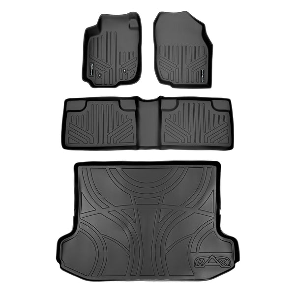 SMARTLINER Custom Fit Floor Mats 2 Rows and Cargo Liner Set Black Compatible With 2006-2012 Toyota RAV4 without 3rd Row Seat (SA0019/B0019/D0051)