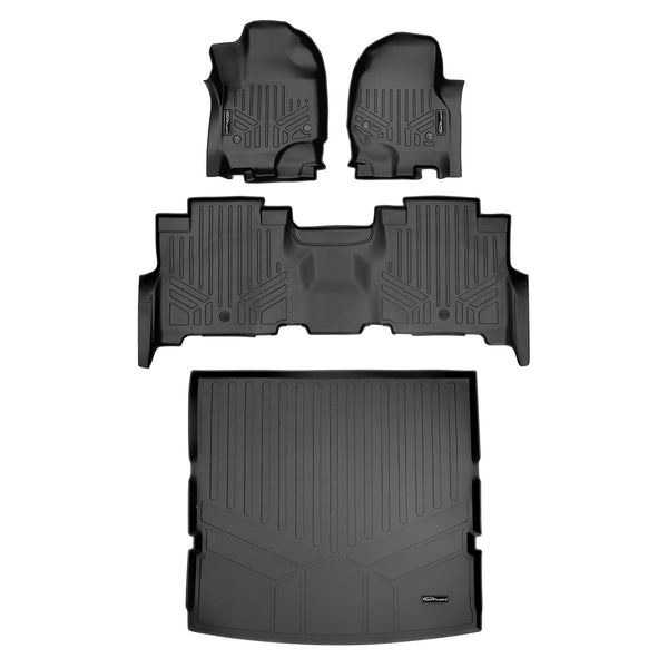 SMARTLINER Floor Mats Cargo Liner Behind 2nd Row Set Black Compatible With 18-20 Expedition/Navigator - 2nd Row Bench Seat (SA0350/B0351/D0350)