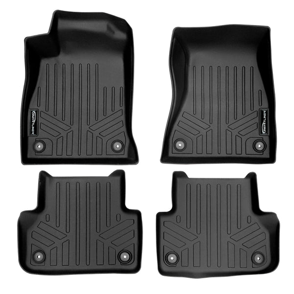SMARTLINER Custom Fit All Weather Protection Black 2 Row Floor Liners Compatible With 2018-2025 Audi A5/S5 (SA0313/B0313)