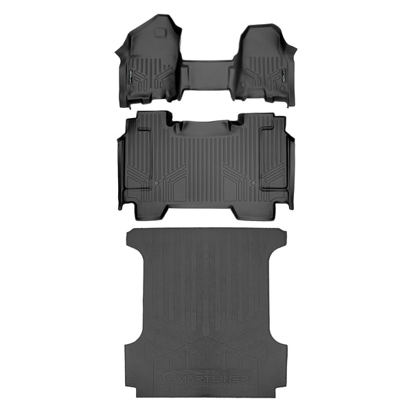 SMARTLINER 2 Row & Truck Bed Liner Compatible With 2019-2024 Dodge Ram 1500 Crew Cab with Carpet Flooring (SA0373/B0369/J0369)