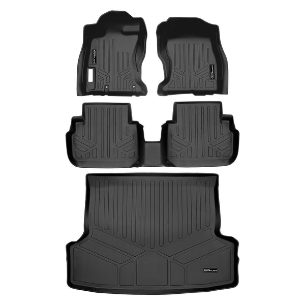 SMARTLINER All Weather Protection Custom Fit Black 2 Row Floor Mats and Cargo Liner Set Compatible With 2017-2023 Subaru Impreza (SA0358/B0358/D0682)