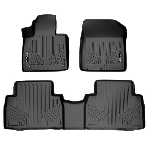 SMARTLINER Custom Fit All Weather Protection Black 2 Row Floor Liners Compatible With 2019-2020 Hyundai Santa Fe (SA0411/B0411)