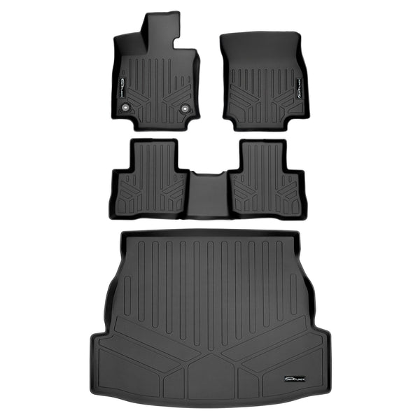 SMARTLINER All Weather Custom Fit Floor Mats 2 Rows and Cargo Liner Set Black Compatible With 2019-2023 Toyota Rav4 Hybrid (SA0418/B0488/D0418)