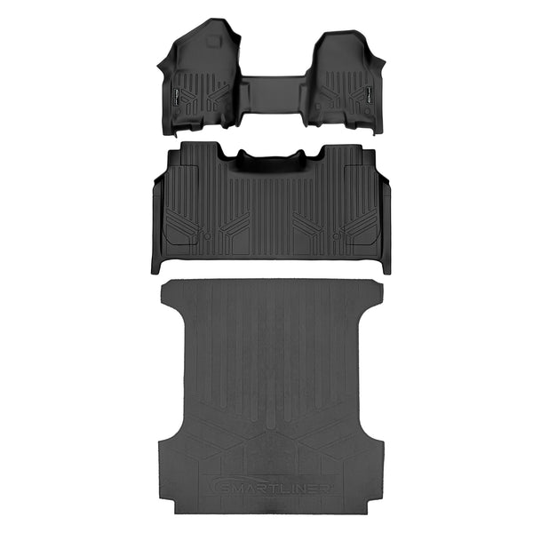 SMARTLINER 2 Row & Truck Bed Liner Compatible With 2019-2024 Dodge Ram 1500 Crew Cab with Carpeted Flooring (SA0373/B0374/J0369)