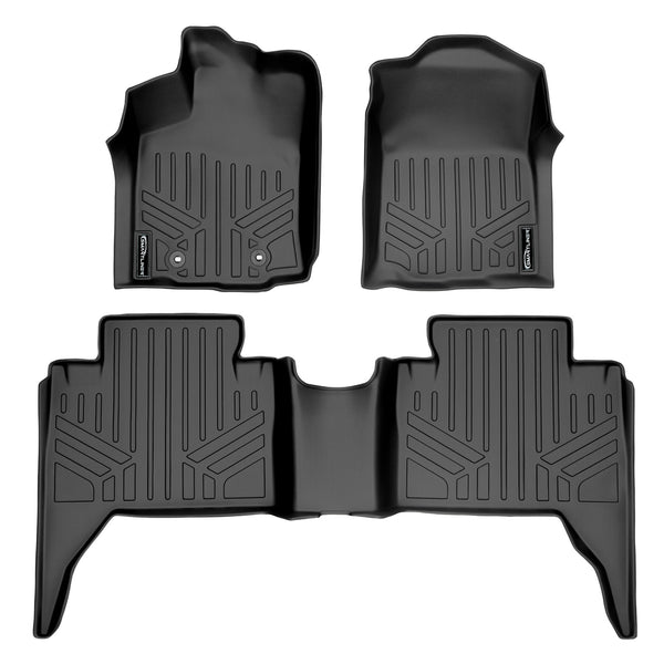 SMARTLINER Custom Fit Floor Mats 2 Row Liner Set Black Compatible With 2016-2017 Toyota Tacoma Double Cab (SA0207/B0207)