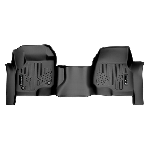 SMARTLINER Floor Mats 1st Row Liner One Piece Black Compatible With Bench Seat 2017-2024 F-250/F-350/F-450 Super Duty Crew Cab / SuperCab (SA0298)
