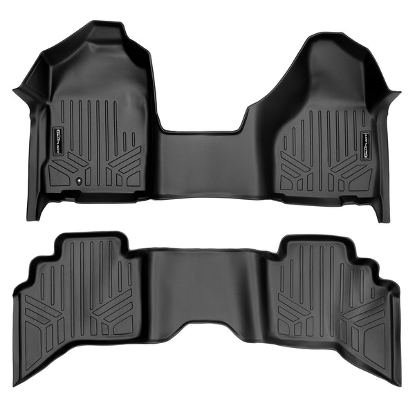 SMARTLINER Floor Mats 1st Row 1 Piece and 2nd Row Liner Set Black Compatible With 2002-2008 Ram 1500 / 2003-2009 Ram 2500/3500 Quad Cab (SA0317/B0182)