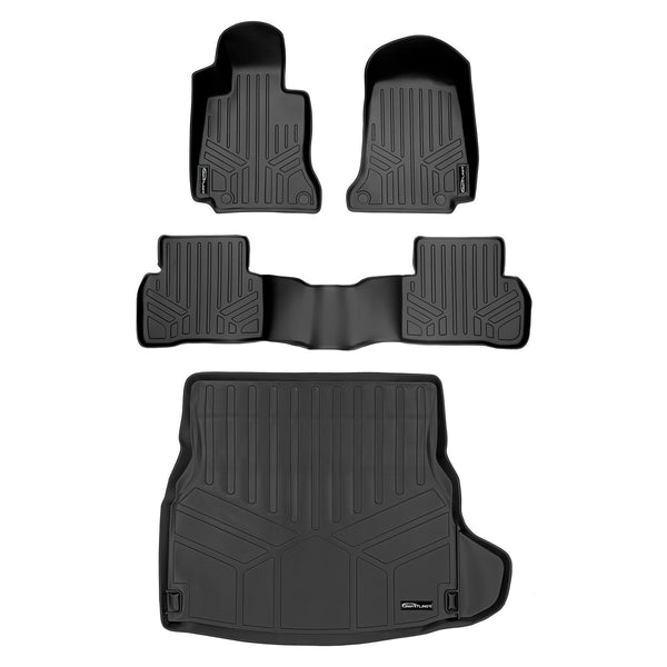 SMARTLINER Custom Floor Mats 2 Rows and Cargo Liner Set Black Compatible With 2015-2021 Mercedes Benz C Class Sedan (SA0165/B0165/D0165)