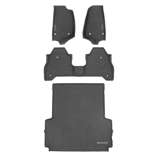 SMARTLINER Rugged Rubber Floor Mats 2 Rows and 5ft Rugged Bed Liner Set Black Compatible With 2020-2023 Jeep Gladiator (RA0316/RB0459/K0459)