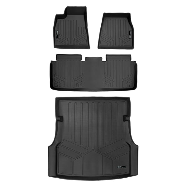 SMARTLINER Custom Fit Floor Mats 2 Rows and Cargo Liner Trunk Set Black Compatible With 2015-2019 Tesla Model S (SA0368/B0368/D0368)