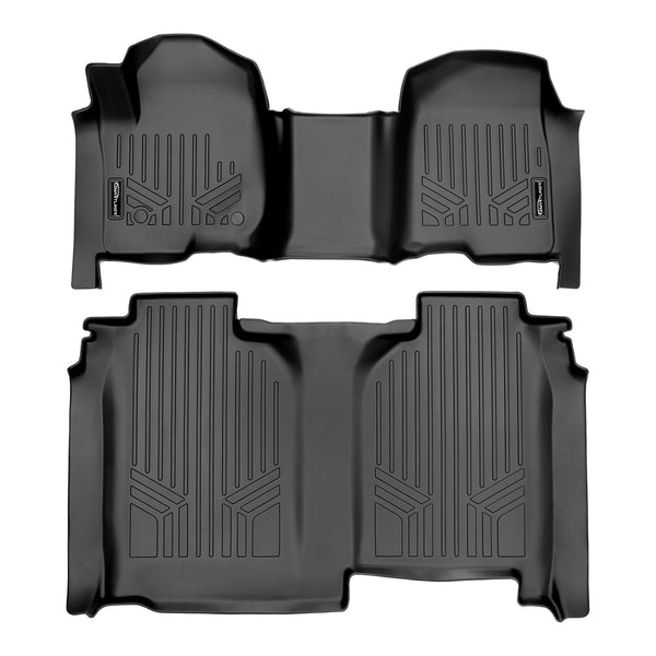 SMARTLINER All Weather Protection Custom Fit 2 Row Floor Mat Liner Set Compatible With 2019-2024 Chevrolet Silverado 1500/ 2020-2024 Silverado 2500 HD