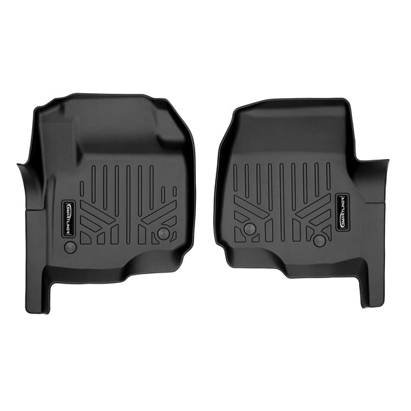 SMARTLINER Custom Floor Mats 1st Row Liner Set Black Compatible With 2017-2022 Ford Super Duty SuperCab and Crew Cab with Vinyl Flooring (SA0433)
