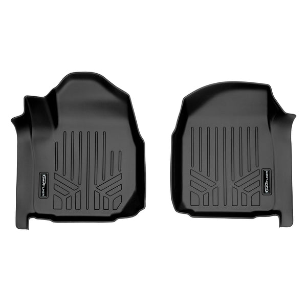 SMARTLINER Custom Floor Mats 1st Row Liner Set Black Compatible With Vinyl Floor 2019-2021 Chevy Silverado / GMC Sierra 1500 Regular Cab (SA0464)