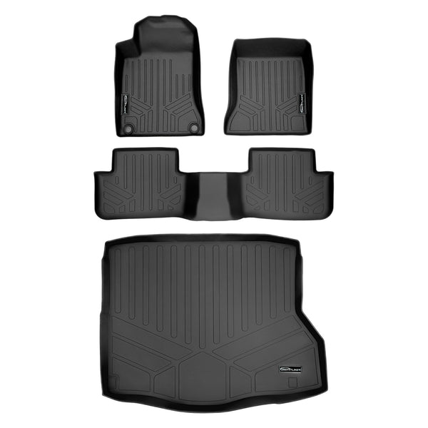 SMARTLINER Custom Fit Floor Mats 2 Rows and Cargo Liner Set Black Compatible With 2014-2019 Mercedes Benz CLA (SA0255/B0255/D0255)