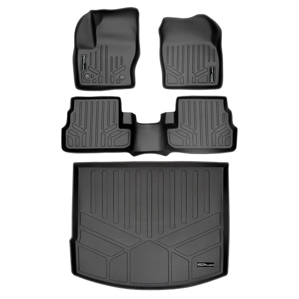 SMARTLINER Custom Fit Floor Mats 2 Rows and Cargo Liner Set Black Compatible With 2015-2016 Lincoln MKC (SA0115/B0217/D0115)
