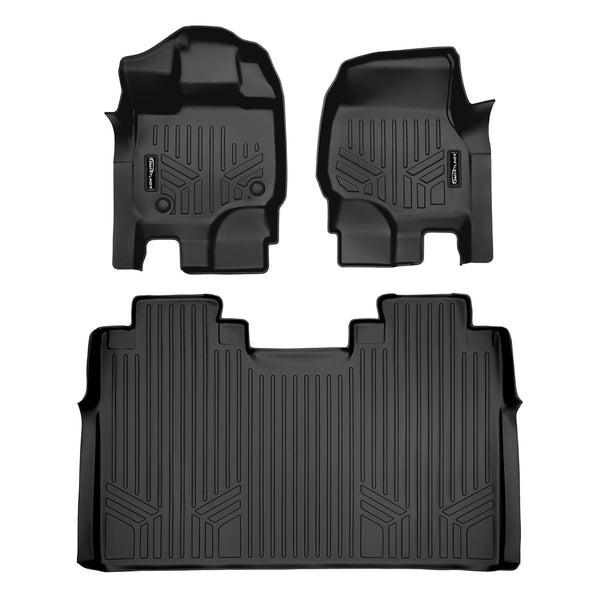 SMARTLINER Custom Fit Floor Mats 2 Row Liner Set Black Compatible With 2015-2025 Ford F-150 SuperCrew Cab with 1st Row Bench Seat (SA0167/B0188)