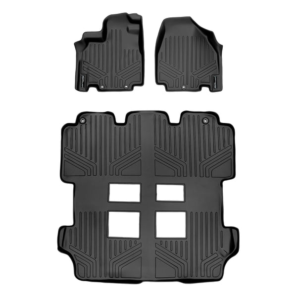 SMARTLINER Custom Fit Floor Mats 3 Row Liner Set Black Compatible With 2011-2017 Honda Odyssey - All Models (SA0103/B0103)
