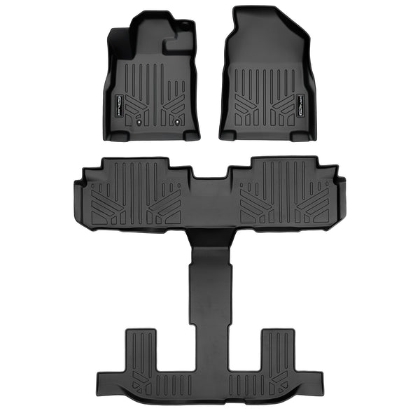 SMARTLINER Custom Fit Floor Mats 3 Row Liner Set Black Compatible With 2019-2023 Subaru Ascent with 2nd Row Bucket Seats (SA0377/B0377)