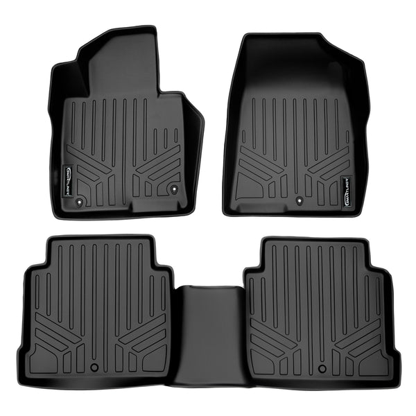 SMARTLINER Custom Fit Floor Mats 2 Row Liner Set Black Compatible With 2015-2019 Hyundai Sonata / 2016-2020 Kia Optima (SA0218/B0218)
