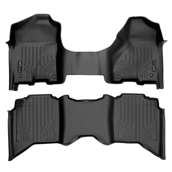 SMARTLINER Floor Mats 2 Row Liner Set Black Compatible With 2012-2022 Ram 1500/2500/3500 Crew with 1st Row Bench Seat (SA0231/B0047)