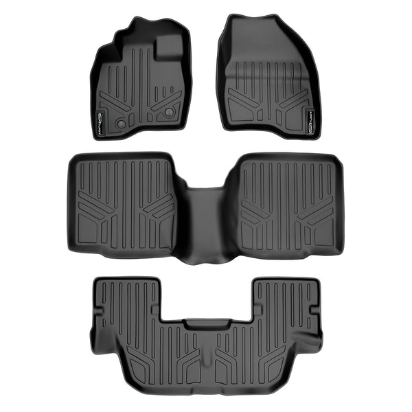 SMARTLINER Custom Fit Floor Mats 3 Row Liner Set Black Compatible With 2015-2016 Ford Explorer without 2nd Row Center Console (SA0161/B0082/C0082)