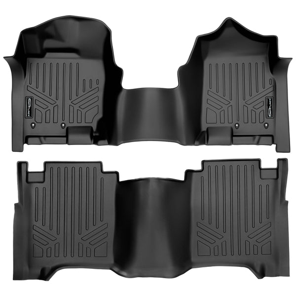 SMARTLINER All Weather Custom Fit 2 Row Floor Mat Liner Set Compatible With 2017-2022 Nissan Titan/ Titan XD (SA0329/B0639)