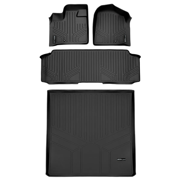SMARTLINER Floor Mats - Cargo Liner Behind 2nd Row Set Black 08-2020 Caravan/ 08-2016 Town & Country with 2nd Row Bench Seat (SA0046/B0220/D0181)