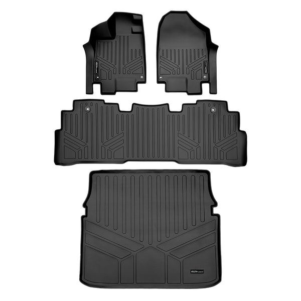 SMARTLINER Custom Fit Floor Mats 2 Rows and Cargo Liner Behind 3rd Row Set Black Compatible With 2018-2025 Honda Odyssey (SA0325/B0325/D0325)