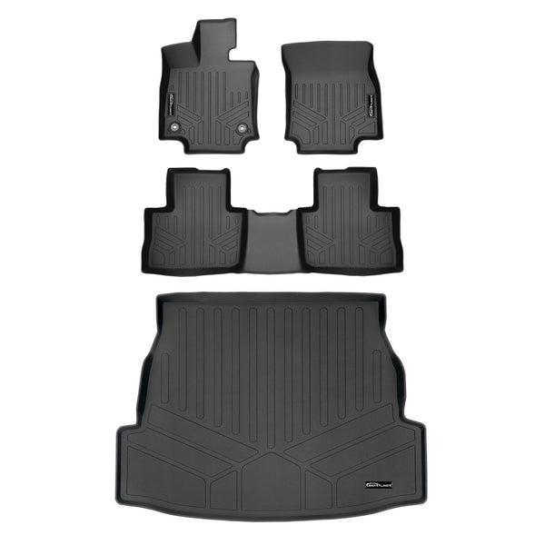 SMARTLINER Custom Fit Floor Mats 2 Rows and Cargo Liner Trunk Set Black Compatible With 2019-2023 Toyota RAV4 - No Hybrid Models (SA0418/B0418/D0418)