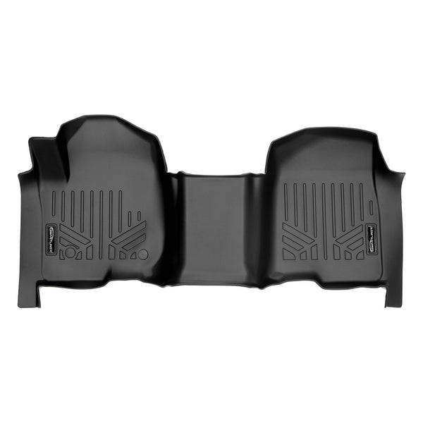 SMARTLINER Floor Mats 1st Row Liner Black Compatible With 19-21 Silverado/Sierra 1500 & 20-22 2500/3500 Crew Cab with 1st Row Bench Seat (SA0401)