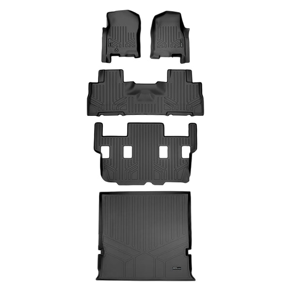 SMARTLINER Floor Mats and Cargo Liner Set Black Compatible With 07-10 Expedition/Navigator with 2nd Row Bucket Seats (SA0346/B0303/C0184/D0183)