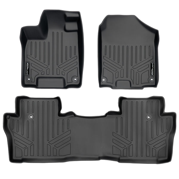 SMARTLINER Custom Fit Floor Mats 2 Row Liner Set Black Compatible With 2016-2022 Honda Pilot (SA0200/B0200)