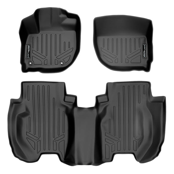 SMARTLINER Custom Fit Floor Mats 2 Row Liner Set Black Compatible With 2015-2021 Honda Fit (SA0193/B0195)