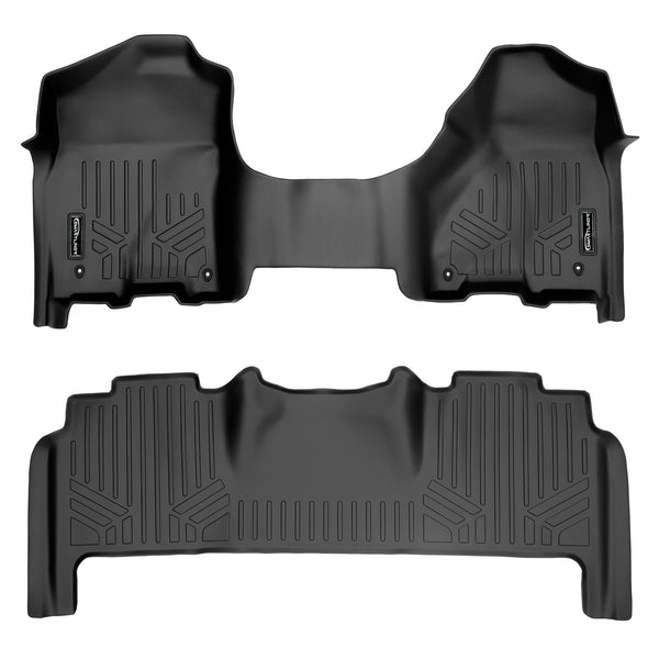 SMARTLINER Custom Fit Floor Mats 2 Row Liner Set Black Compatible With 2012-2022 Dodge Ram 2500/3500 Mega Cab (SA0231/B0305)