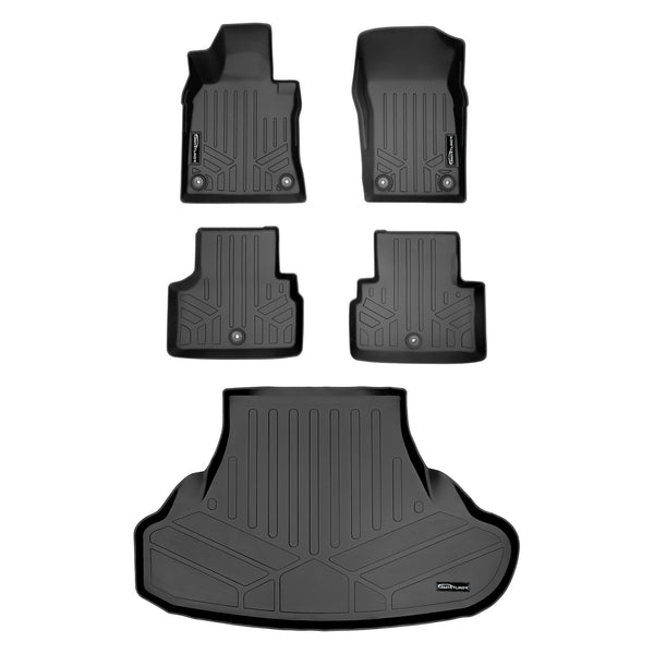 SMARTLINER Custom Fit Floor Mats 2 Rows and Cargo Liner Trunk Set Black Compatible With 2018-2022 Infiniti Q50 (SA0469/B0469/D0469)