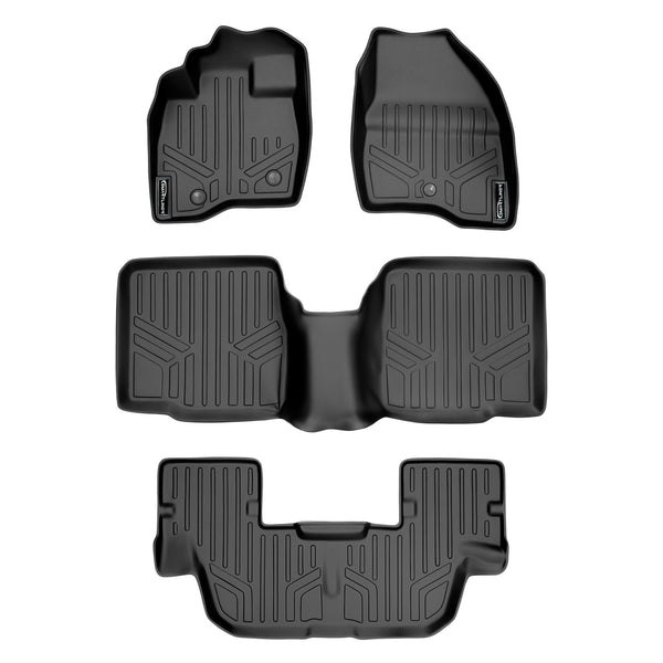 SMARTLINER Custom Fit Floor Mats 3 Row Liner Set Black Compatible With 2011-2014 Ford Explorer without 2nd Row Center Console (SA0082/B0082/C0082)