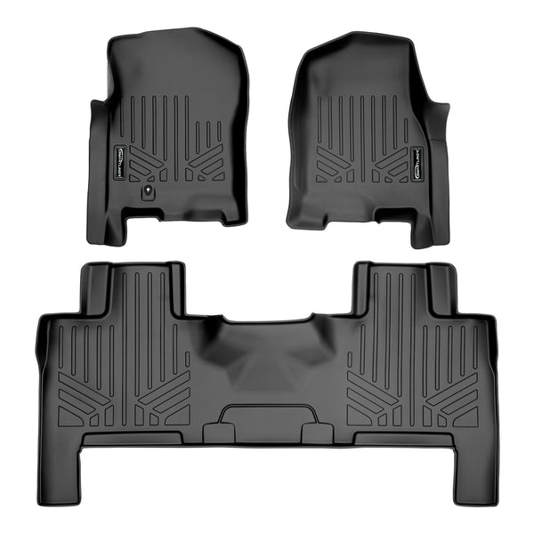 SMARTLINER Floor Mats 2 Row Liner Set Black Compatible With 2007-2010 Ford Expedition / Lincoln Navigator (SA0346/B0183)