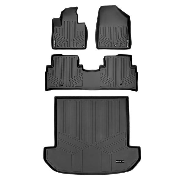 SMARTLINER Custom Fit Floor Mats 2 Rows and Cargo Liner Set Black Compatible With 2016-2020 Kia Sorento 7 Passenger Model Only (SA0191/B0191/D0191)