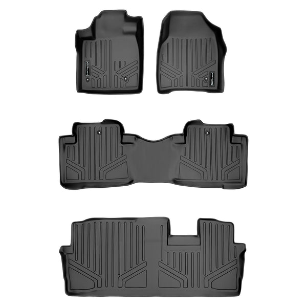 SMARTLINER Custom Fit Floor Mats 3 Row Liner Set Black Compatible With 2009-2015 Honda Pilot (SA0036/B0036/C0036)