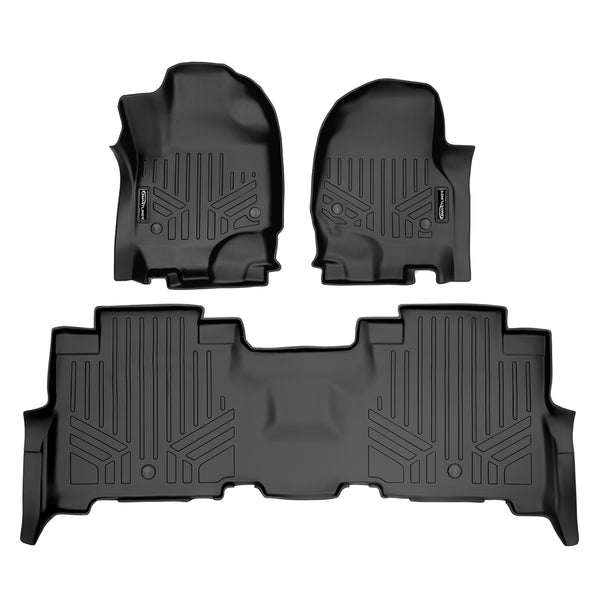 SMARTLINER Floor Mats 2 Row Liner Set Black Compatible With 2018-2022 Expedition / Navigator with 2nd Row Bench Seat (SA0350/B0351)