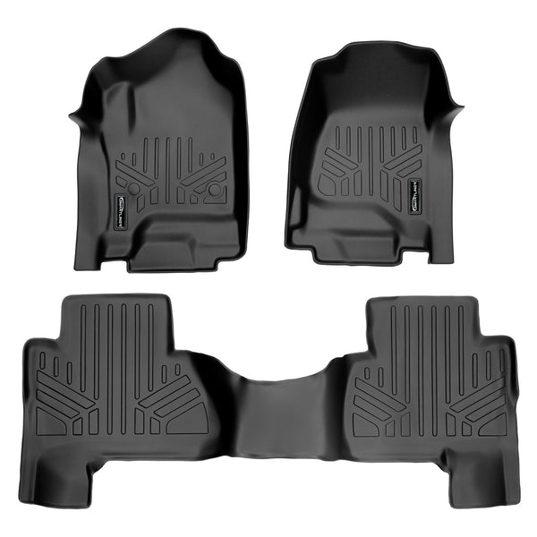 SMARTLINER Custom Fit Floor Mats 2 Row Liner Set Black Compatible With 2015-2020 Cadillac Escalade ESV (SA0136/B0166)